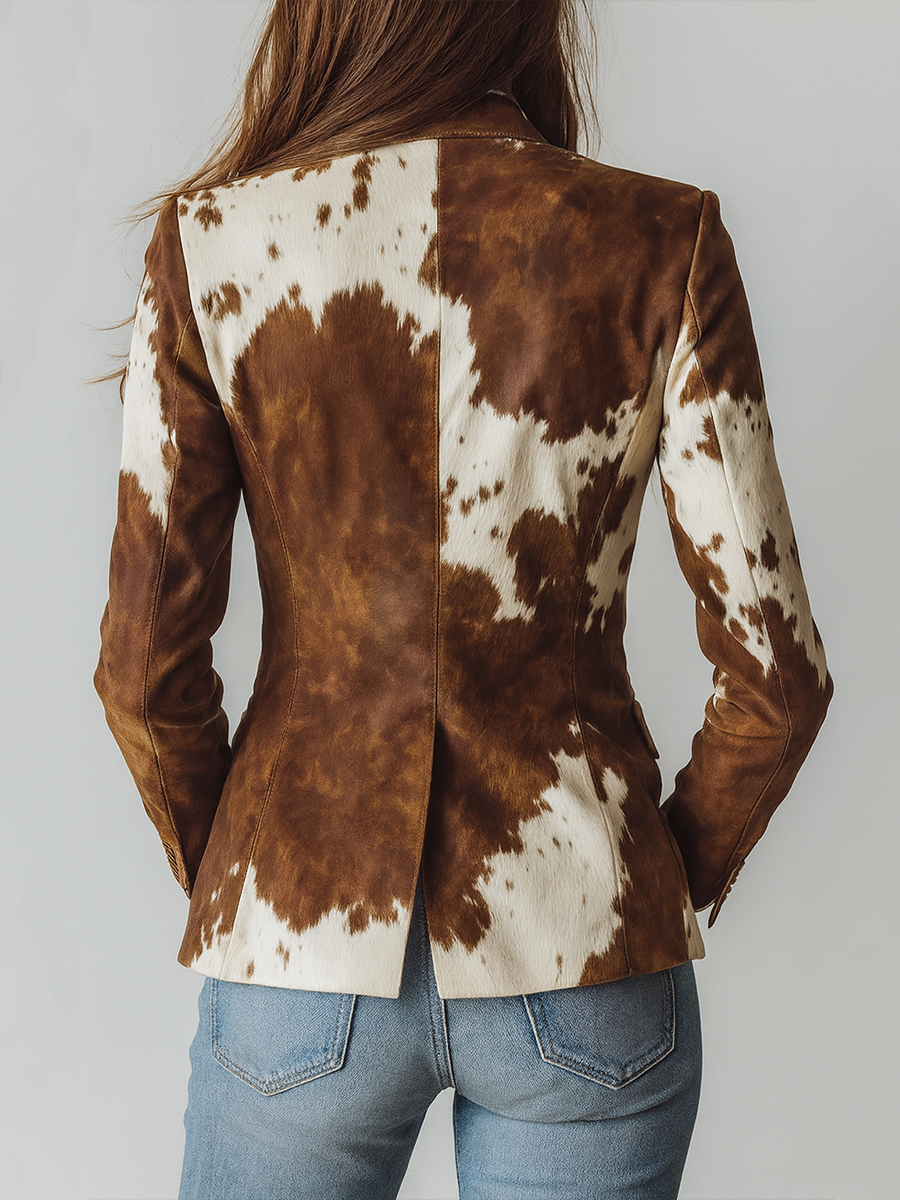 Agathe | Vintage Blazer Geprint Koe Eco-Verantwortlich