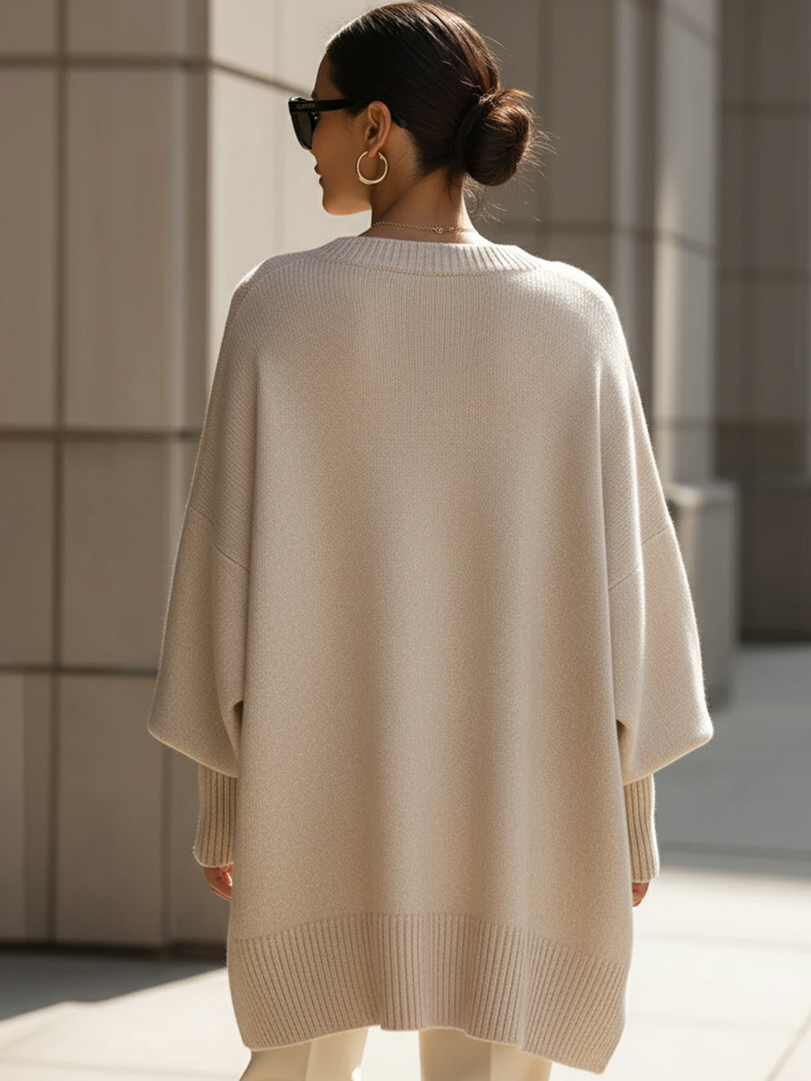 Jennifer | Oversized Pullover mit Drapierung und weitem Hals