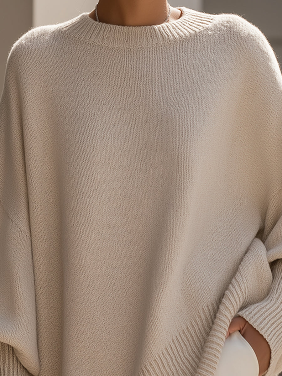 Jennifer | Oversized Pullover mit Drapierung und weitem Hals