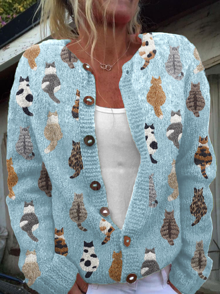 Cardigan mit Katzenmotiv Camille