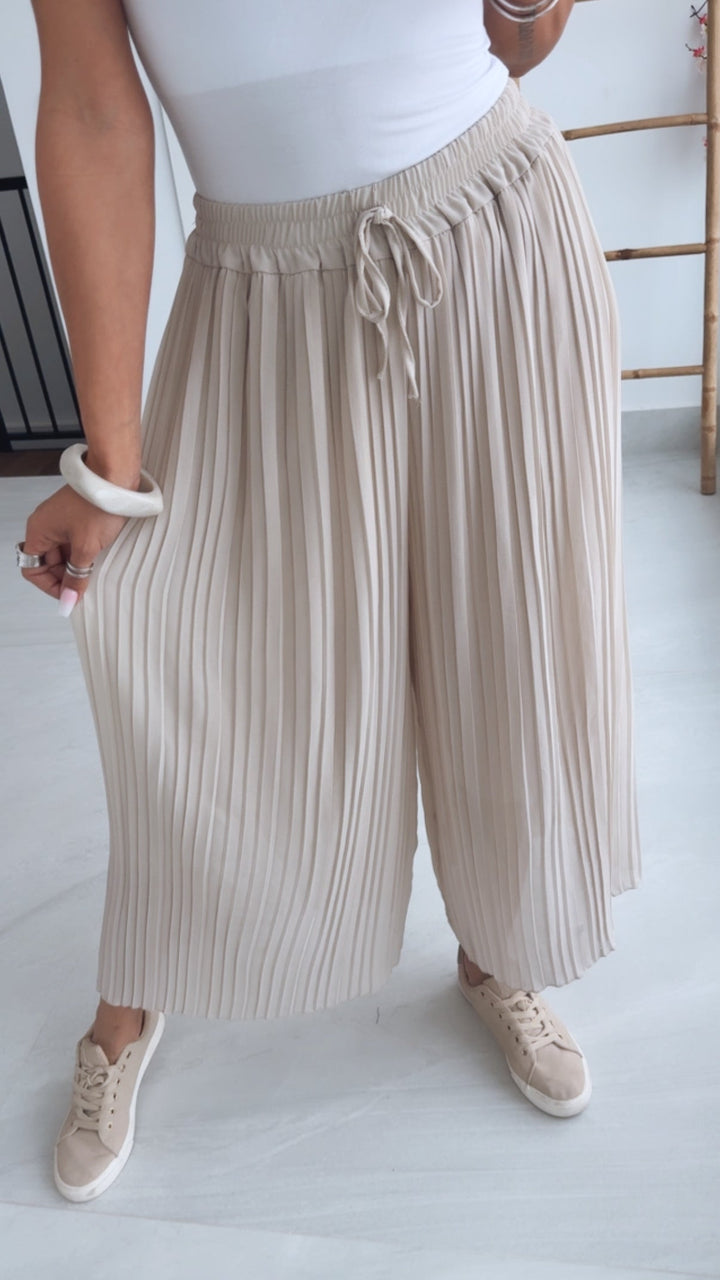 Plissee-Hose | Beige