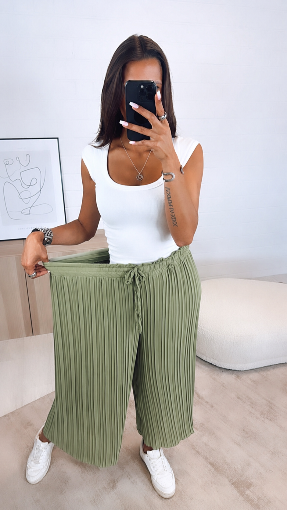 Plissee-Hose | Khaki