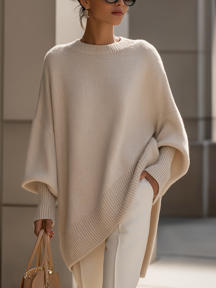 Jennifer | Oversized Pullover mit Drapierung und weitem Hals