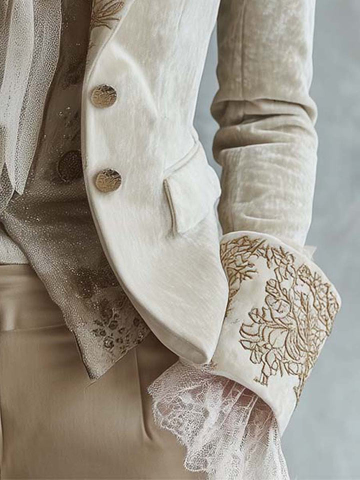 Constance | Blazer Ivory Bestickt Tailleur