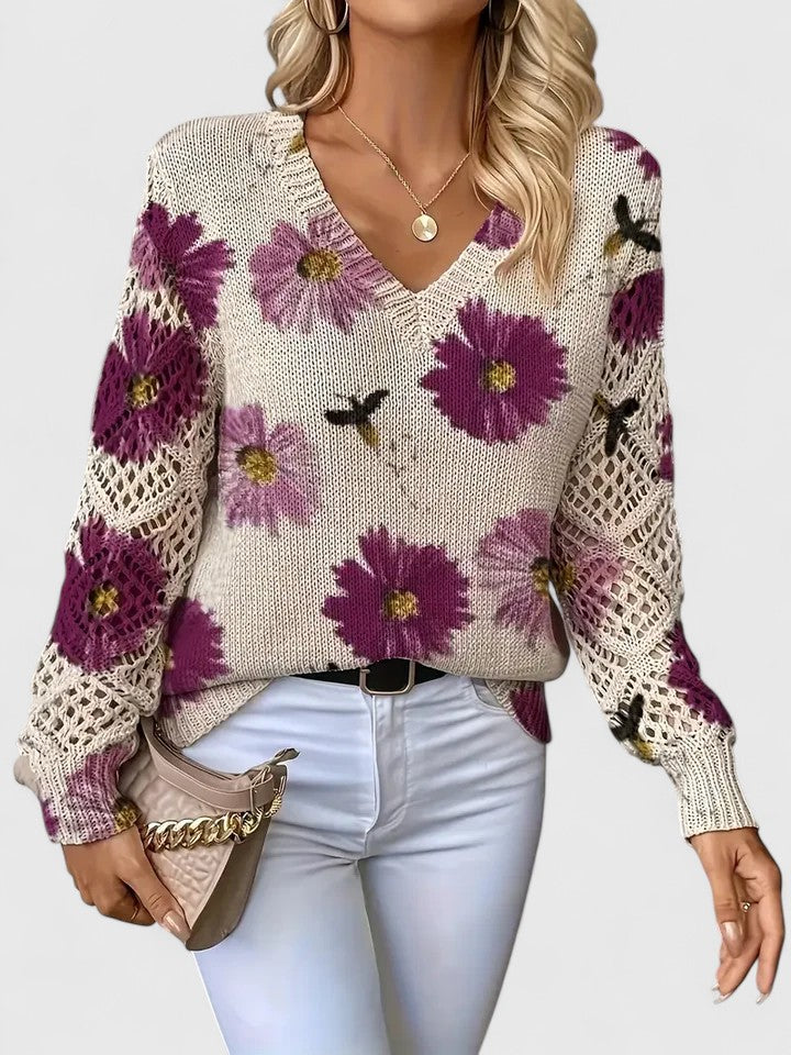Mirte | Eleganter Blumenprint Pullover
