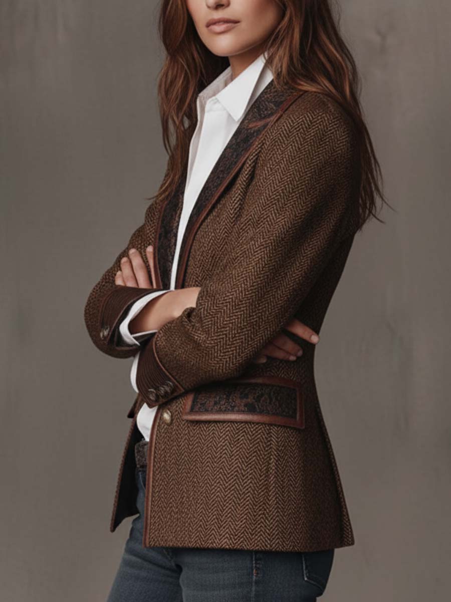 Gisèle | Blazer mit bedruckten Chevron-Einsätzen