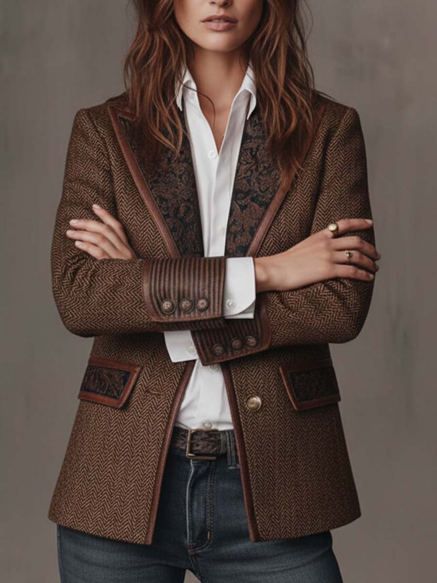 Gisèle | Blazer mit bedruckten Chevron-Einsätzen