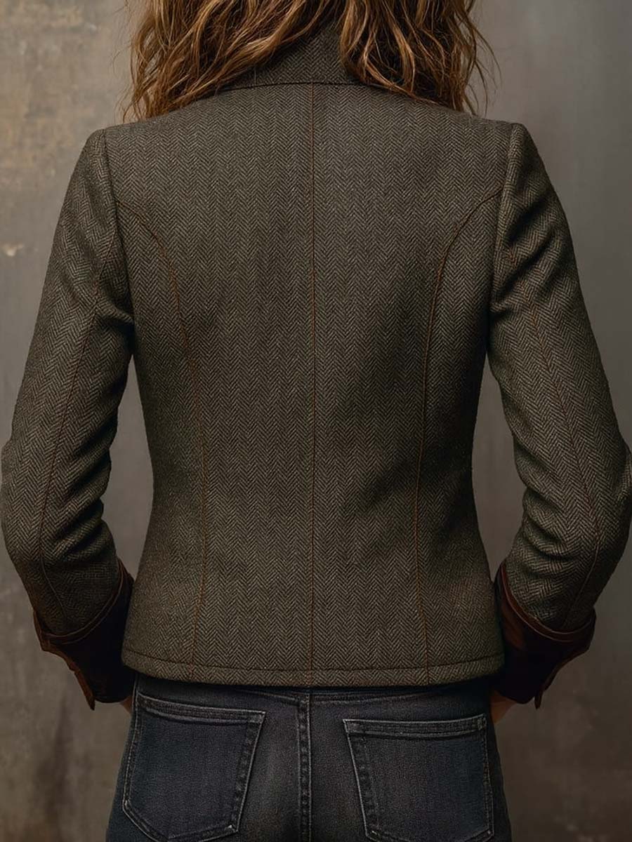 Honorine | Blazer Vintage Chevrons mit Kontrastbesatz