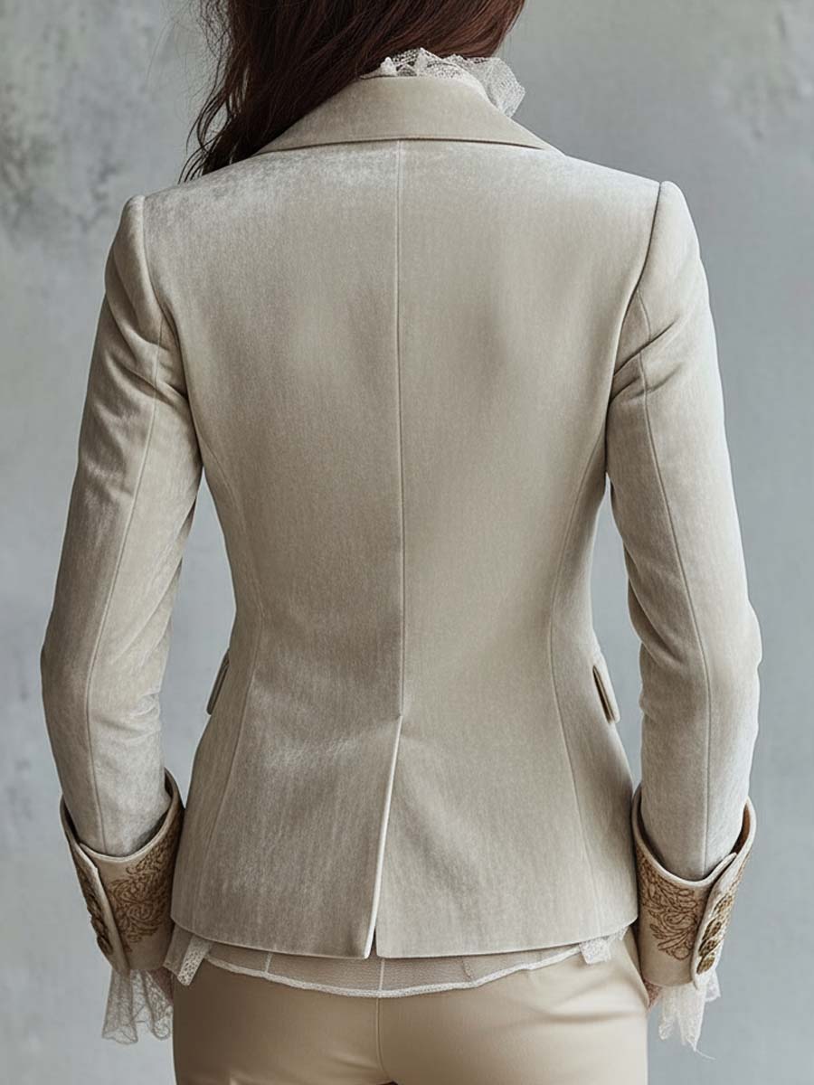 Constance | Blazer Ivory Bestickt Tailleur