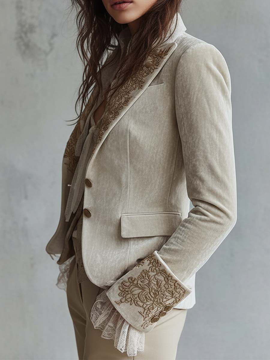 Constance | Blazer Ivory Bestickt Tailleur