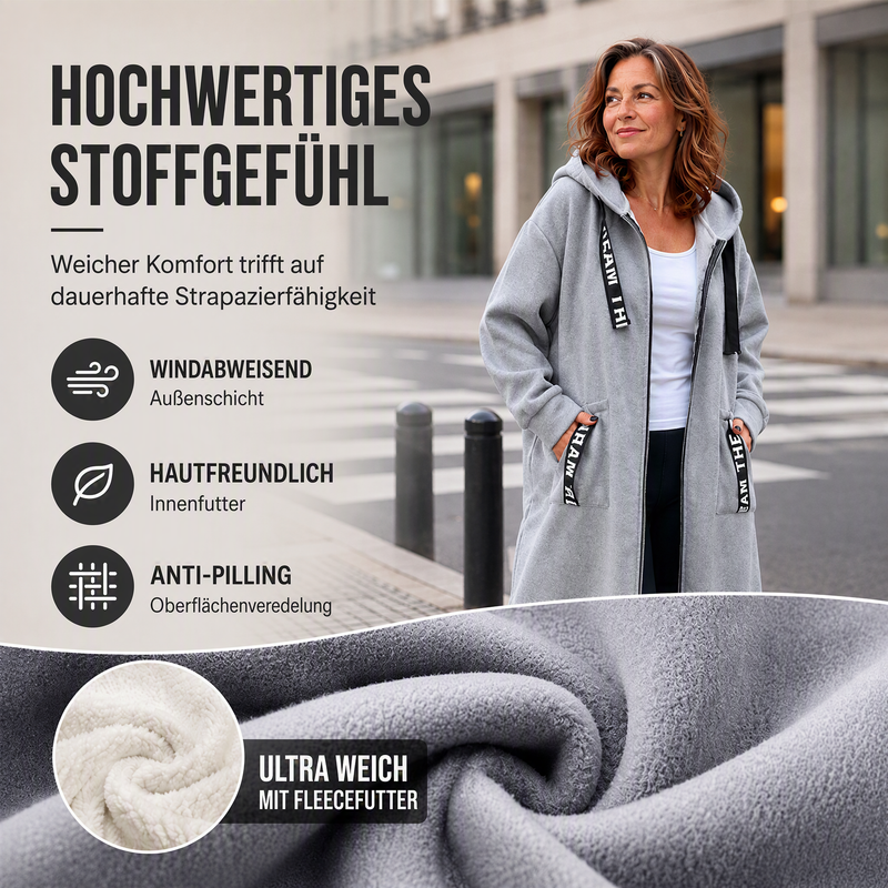 Oversize-Kapuzen-Sweatshirt-Mantel für Damen