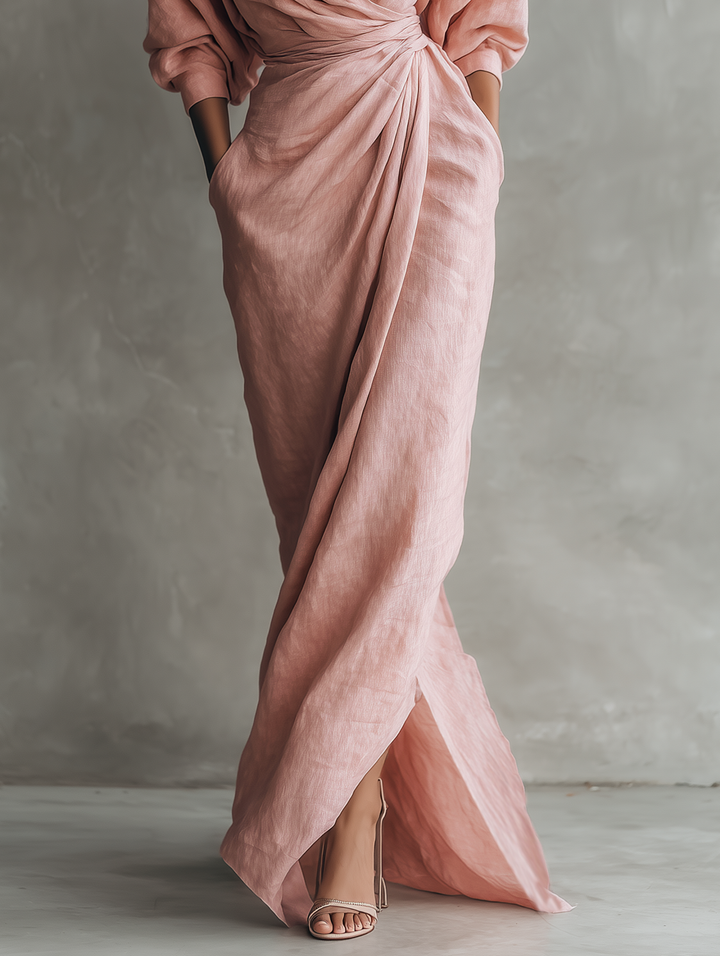 BETTY™ - ELEGANTES LEINEN V-AUSSCHNITT MAXIKLEID