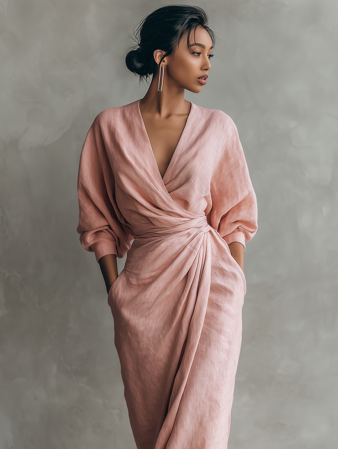 BETTY™ - ELEGANTES LEINEN V-AUSSCHNITT MAXIKLEID