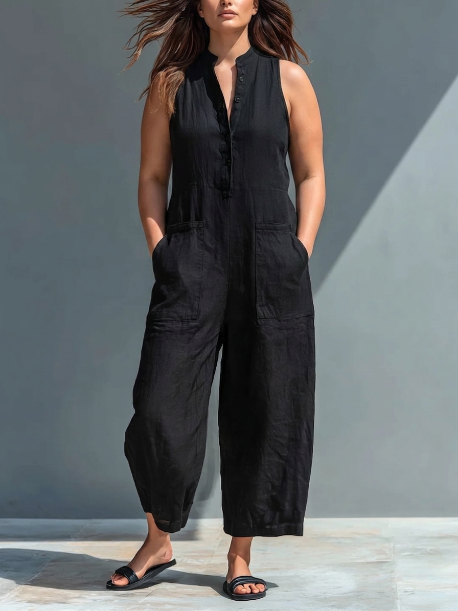 RUTH™ - ELEGANTER JUMPSUIT MIT KNOPFLEISTE UND WEITEM BEIN