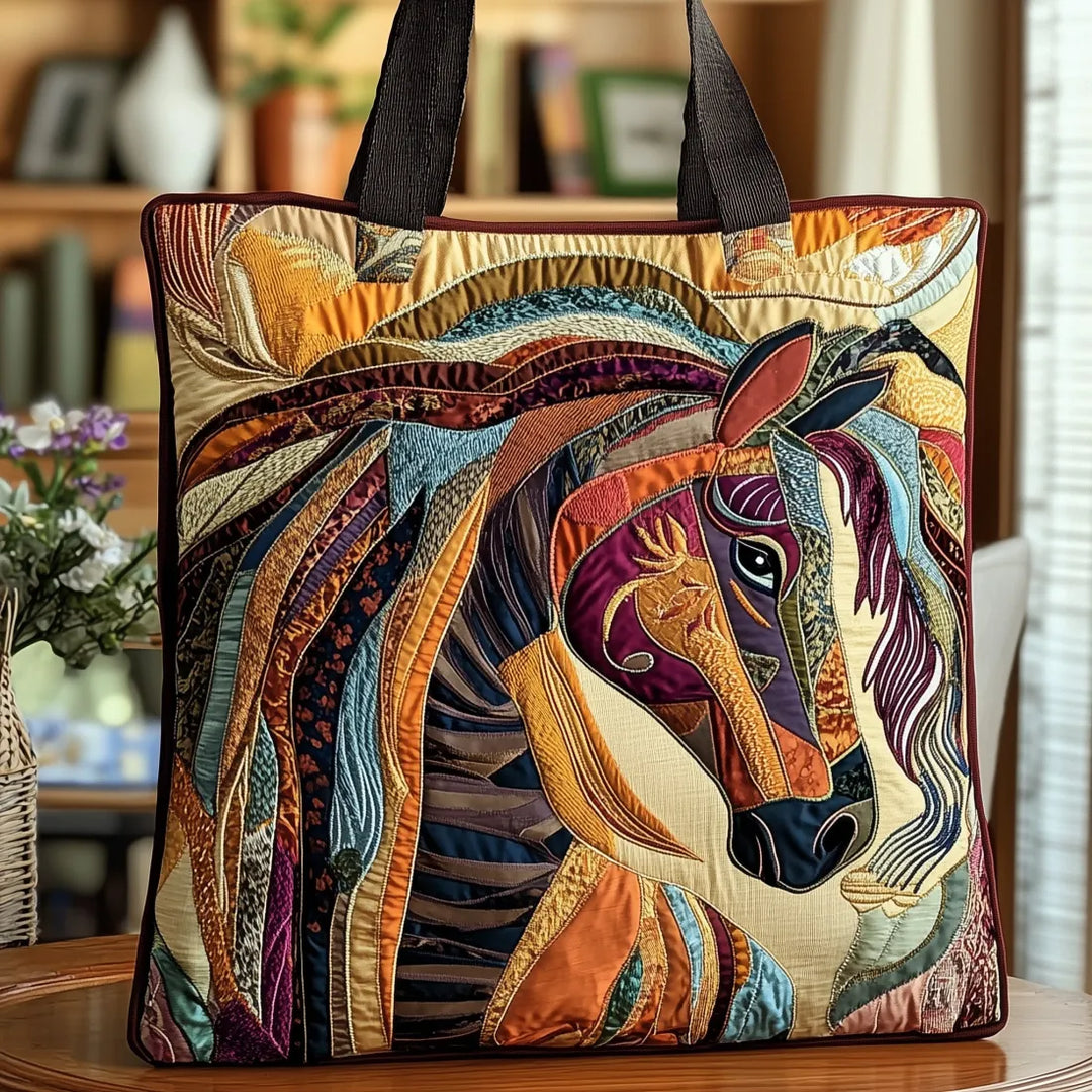 Handgefertigte Tasche - Pferd in Buntmosaik