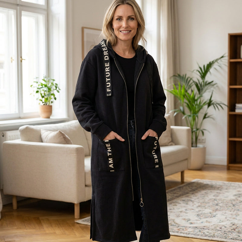 Oversize-Kapuzen-Sweatshirt-Mantel für Damen