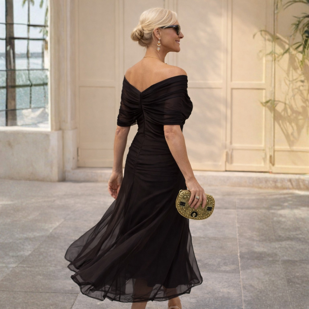 Mikaela | Maxikleid mit schulterfreier Optik