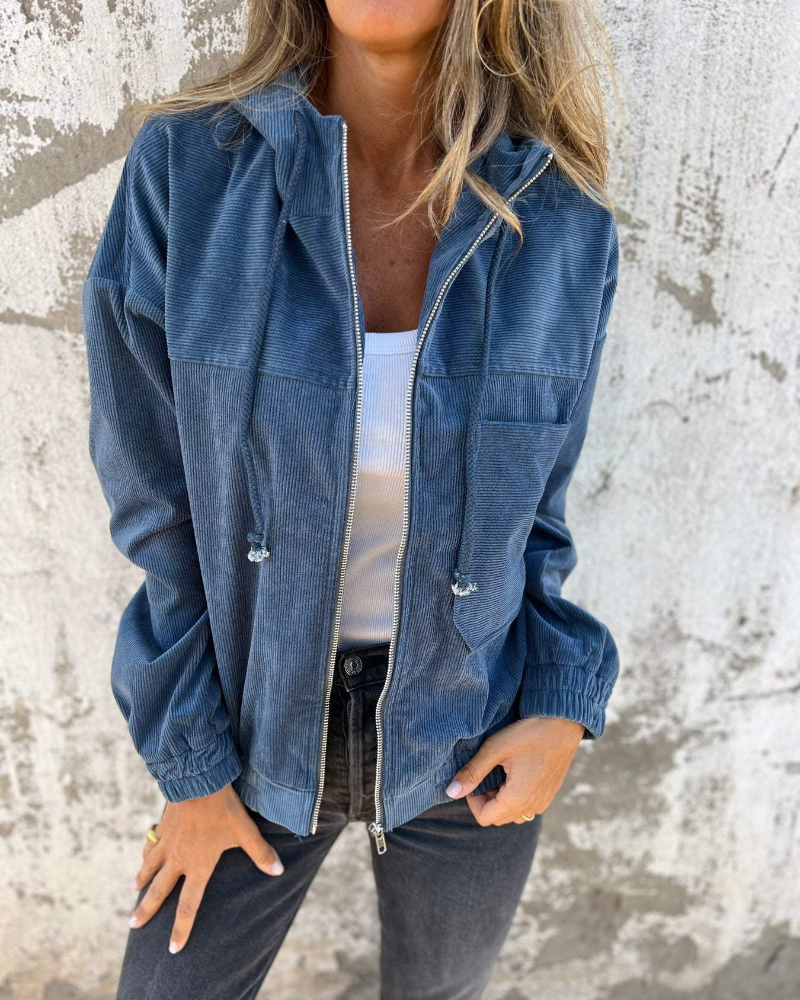 Ella™ | Cord-Kapuzenjacke mit Reißverschluss