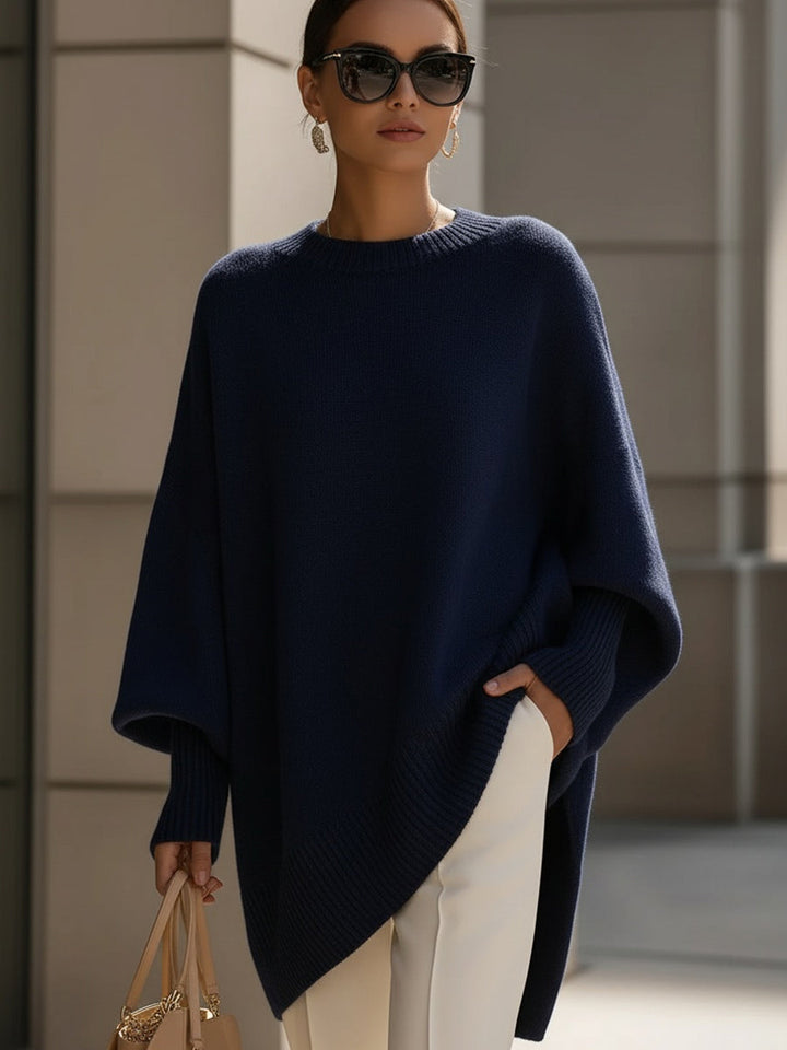 Jennifer | Oversized Pullover mit Drapierung und weitem Hals