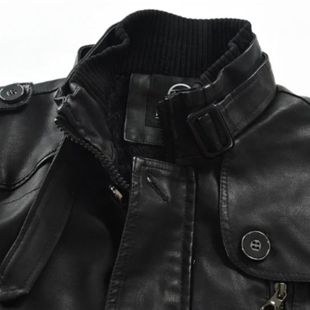 Elegante Lange Leder Bikerjacke