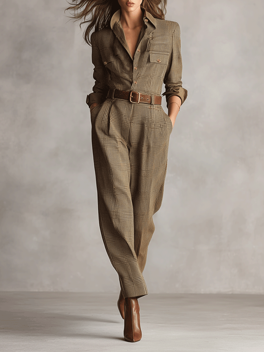 Célia | Braune Overall mit Raffinierten Details