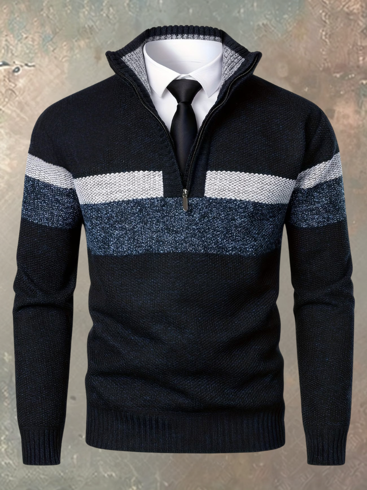 Stylischer Herrenpullover mit halbem Reißverschluss