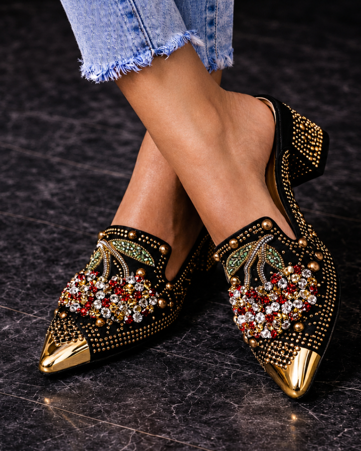 Gilda | Mule mit Kristallen und Kirschendetail