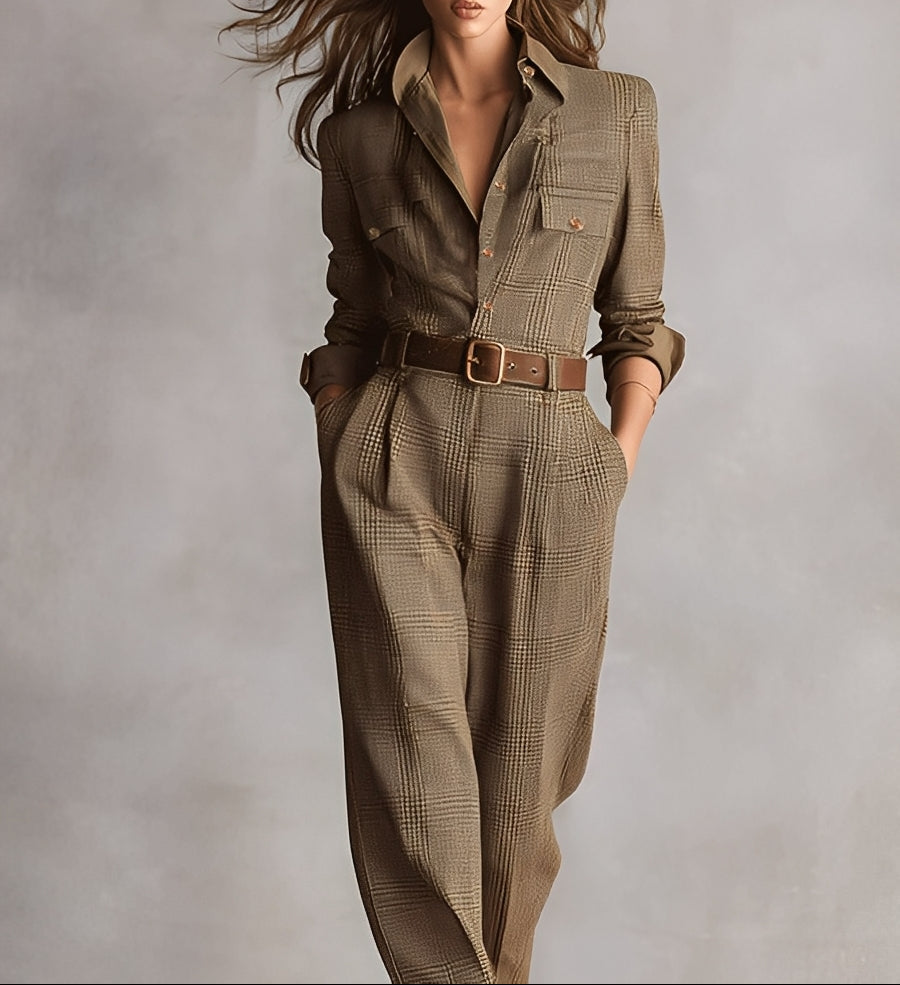 Célia | Brauner Overall mit Raffinierten Details
