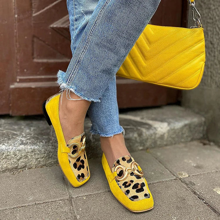 Zinnia | Gelber Loafer mit Tierdruck