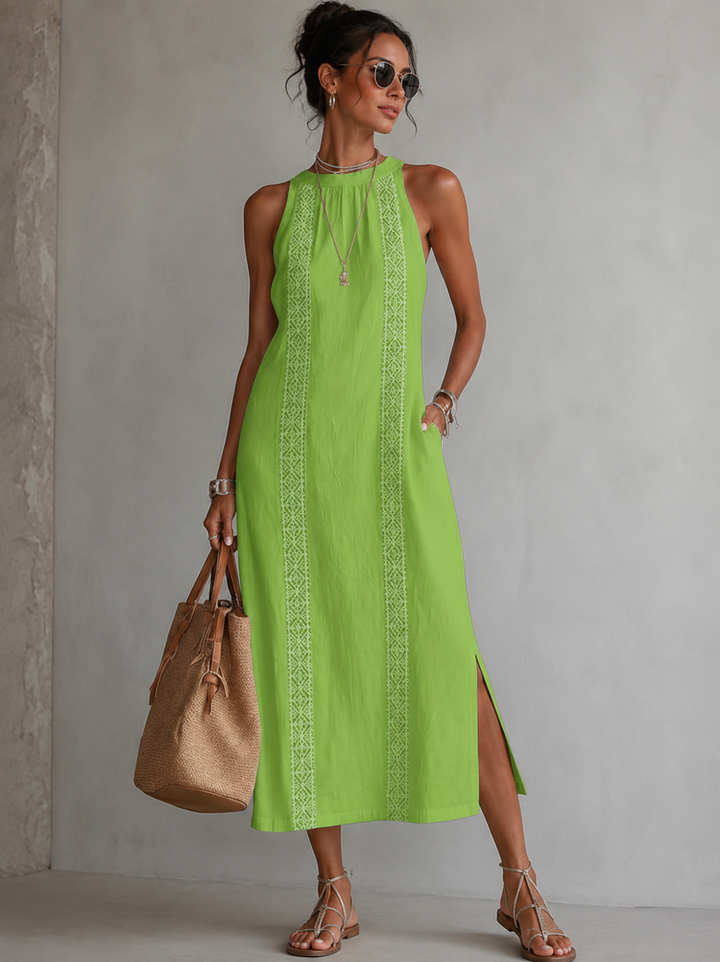Marit | Luftiges bauchkaschierendes besticktes Kleid mit Taschen