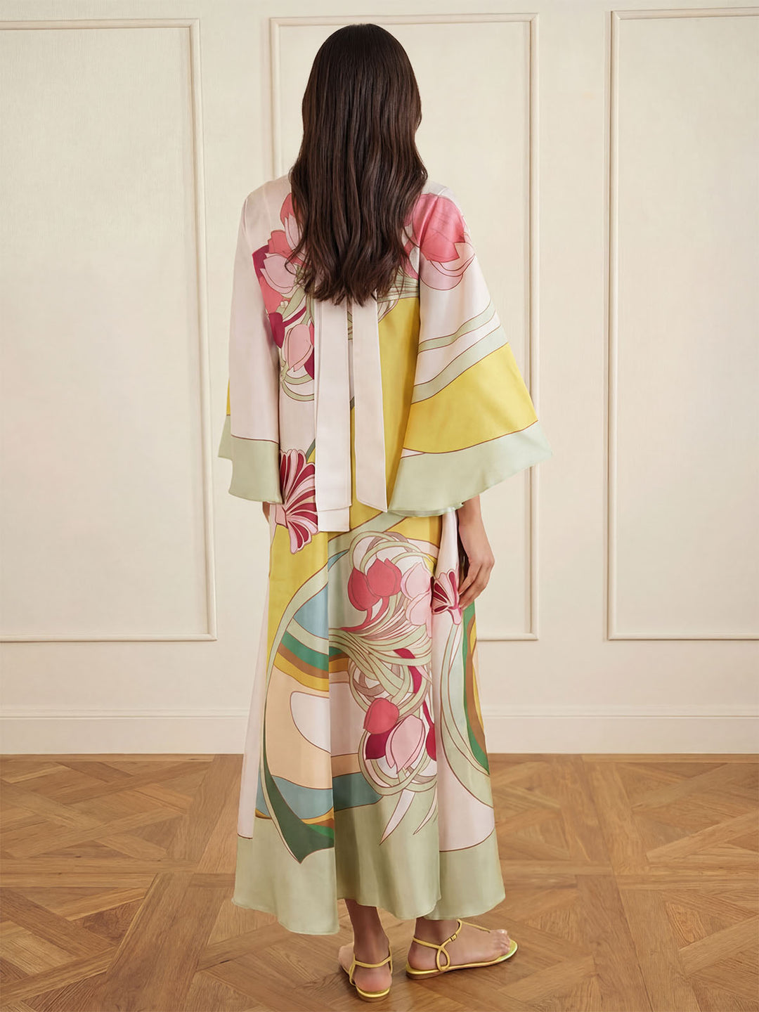 Maxi Kleid aus satinierter Blume