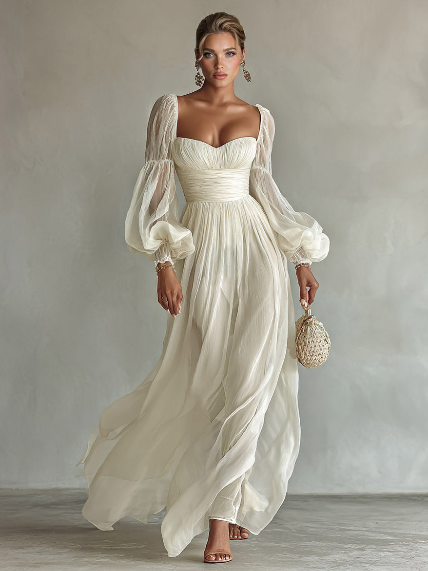 Maxikleid im Boho-Stil aus Chiffon