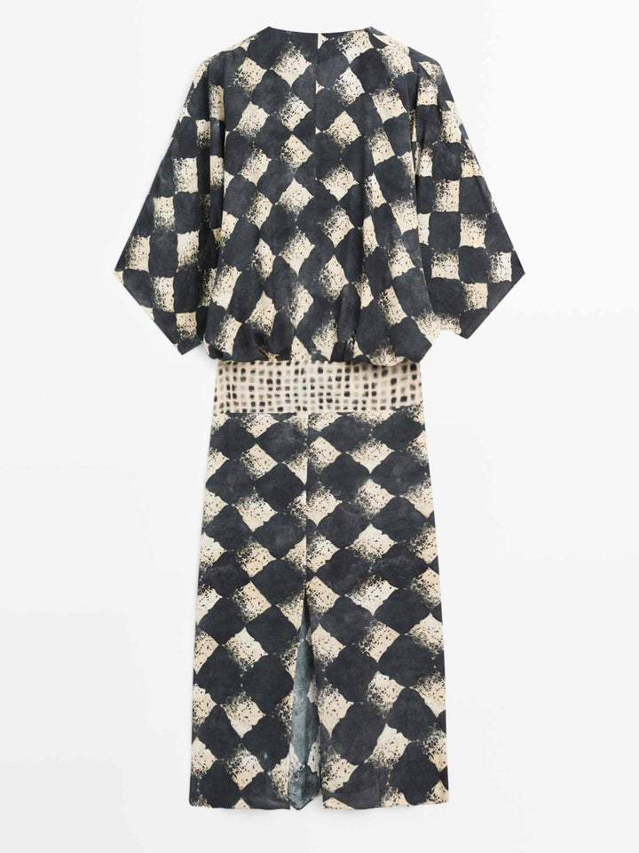 Maxi-Kimono mit abstraktem Muster