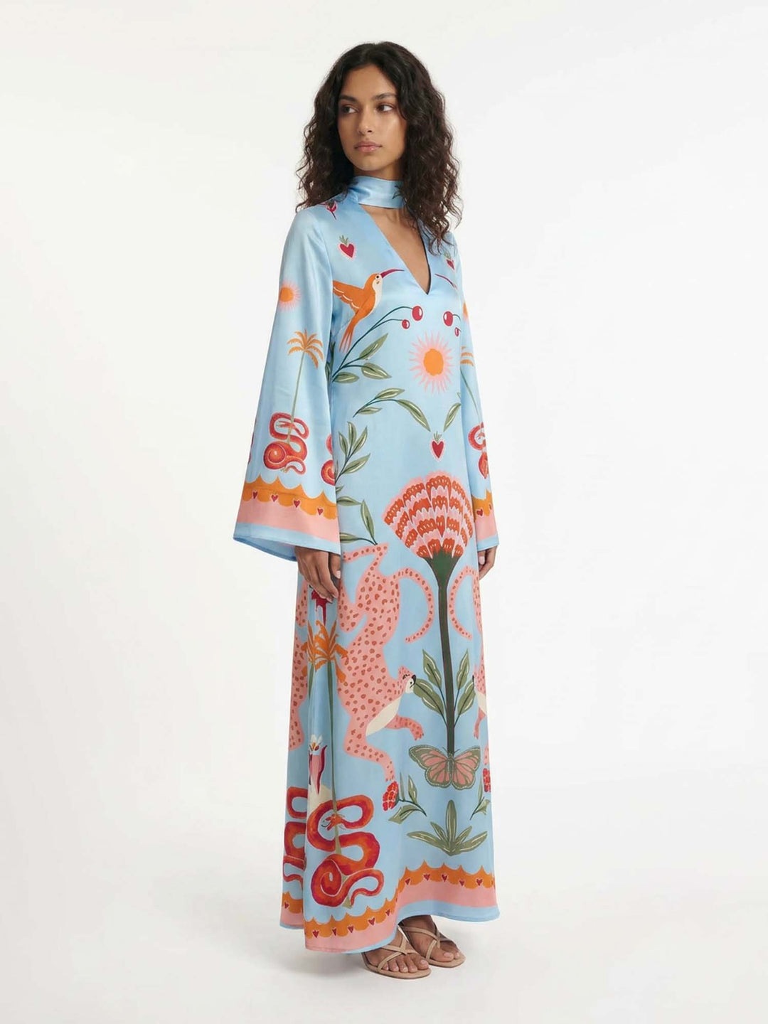 Maxikleid mit Druck in Azur