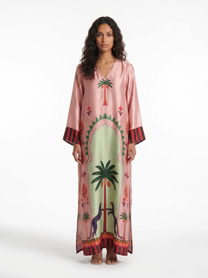 Maxikleid mit Palmenmuster