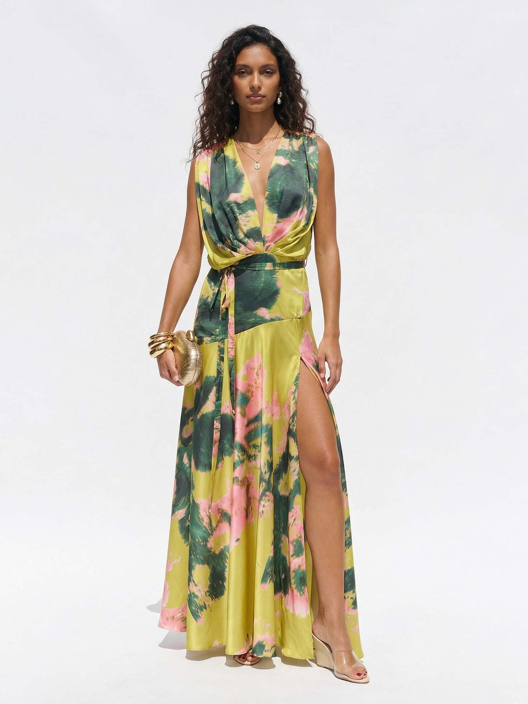 Maxikleid Zitrone Wickel