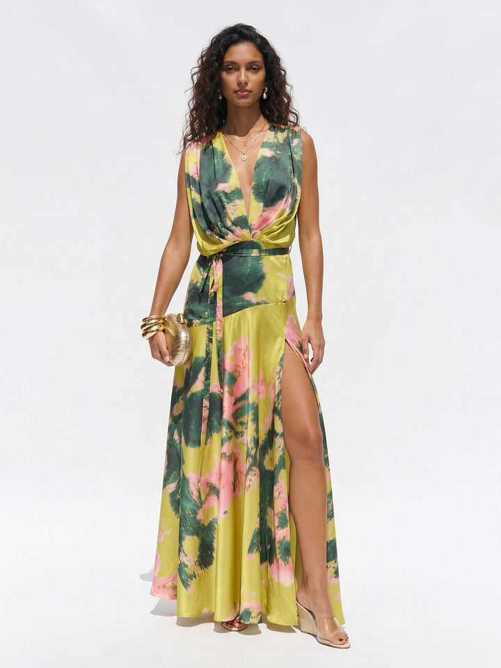 Maxikleid Zitrone Wickel