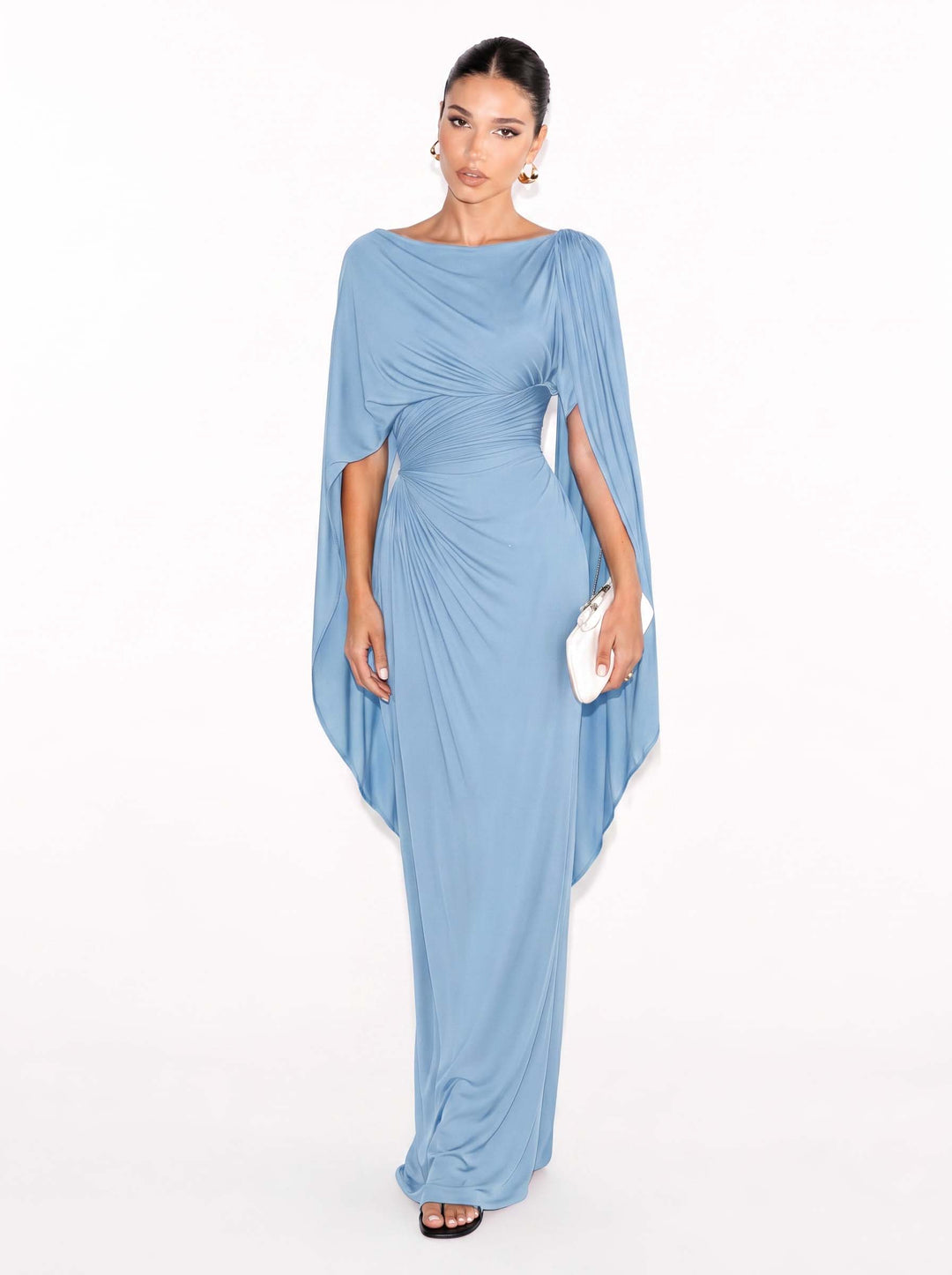 Maxikleid Slim Fit mit Plissee-Boot-Ausschnitt