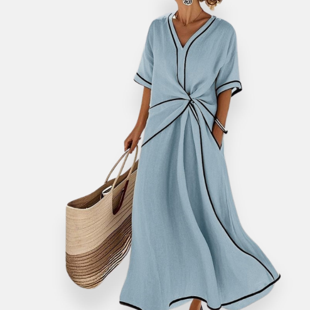 Kleid mit Schleife und kontrastierenden Kanten