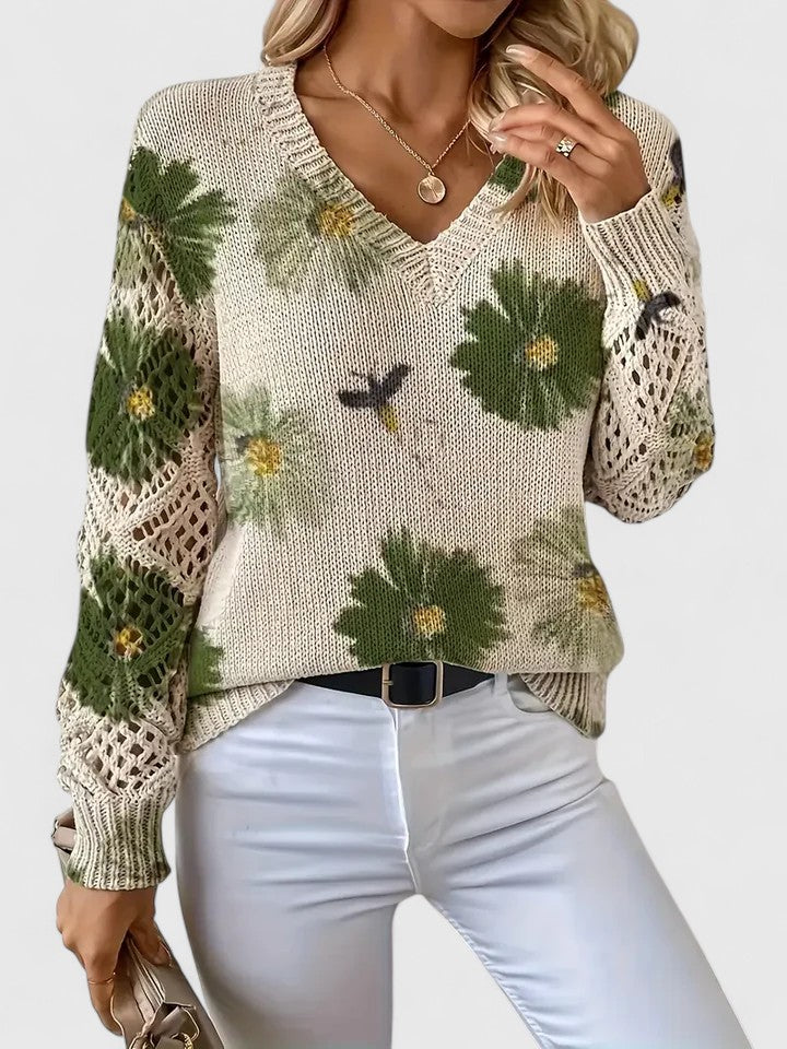 Mirte | Eleganter Blumenprint Pullover
