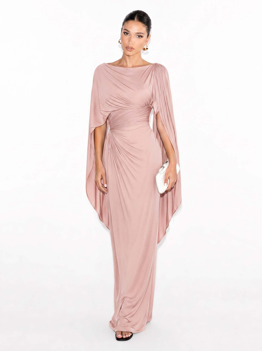 Maxi-Robe Slim Fit mit Faltigem Bootsausschnitt