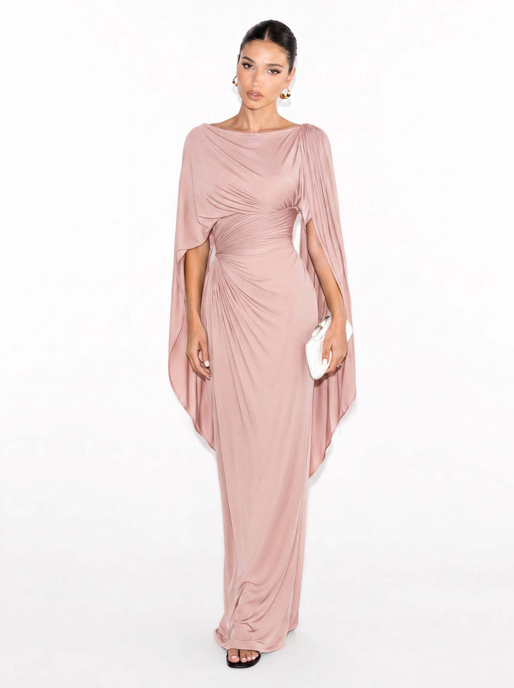Maxikleid Slim Fit mit Plissee-Boot-Ausschnitt