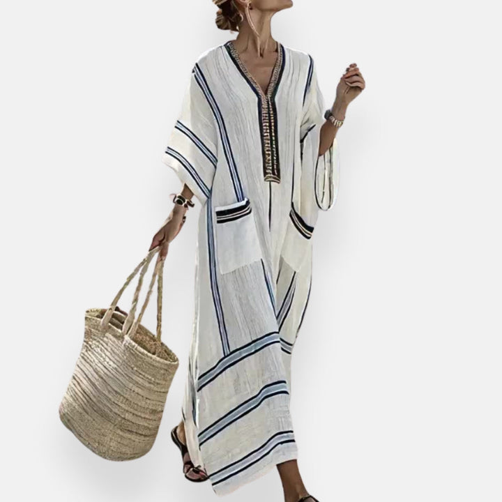 Gestreifter Kaftan mit Taschen