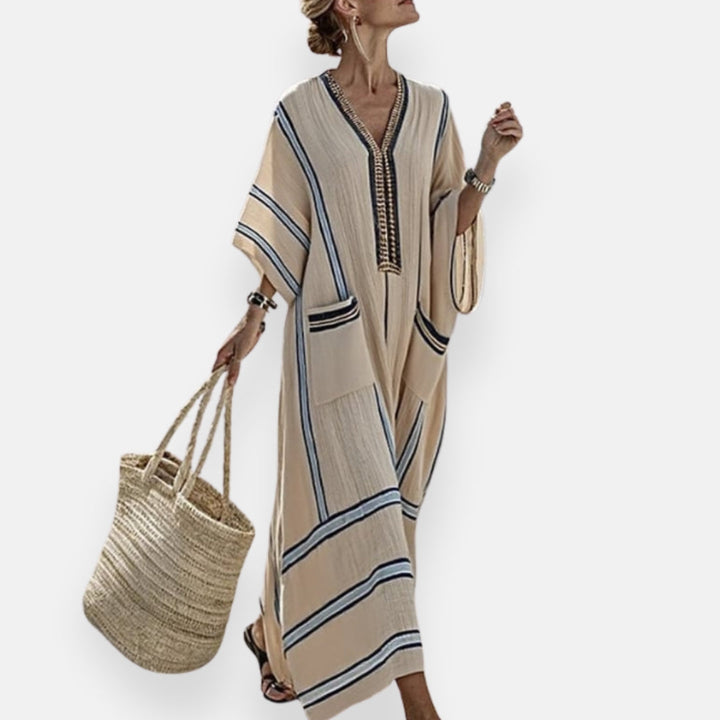 Gestreifter Kaftan mit Taschen
