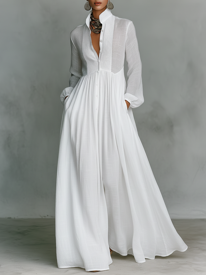 GLORIA™ - LEINEN PATCHWORK-MAXIKLEID