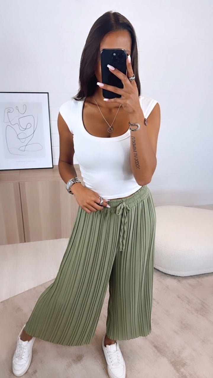 Plissee-Hose | Khaki