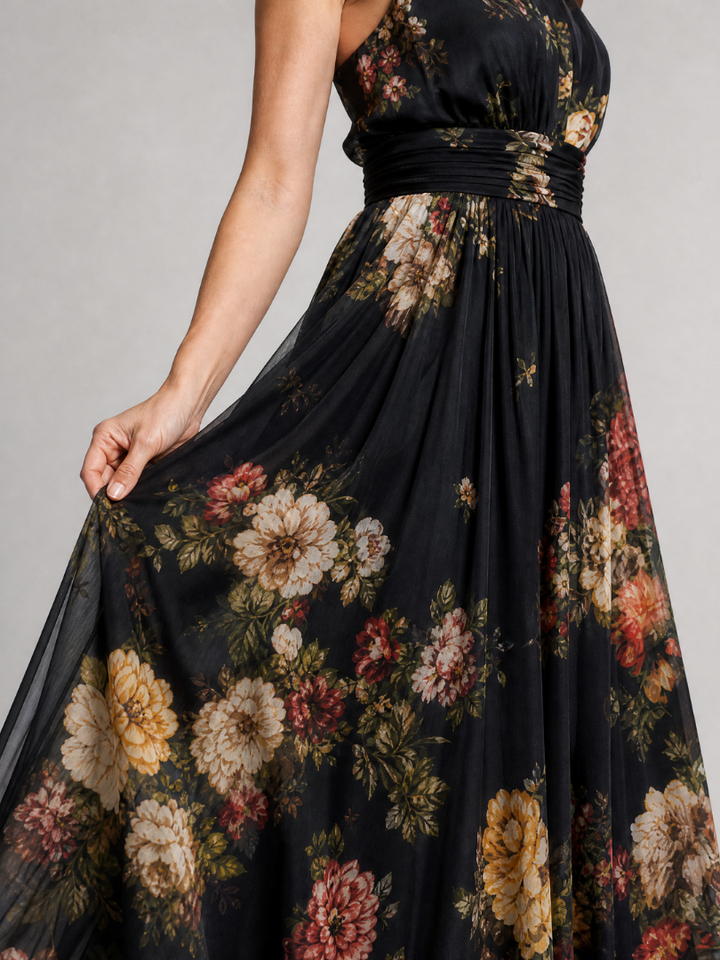 Sior | Florales Neckholder-Midi-Kleid