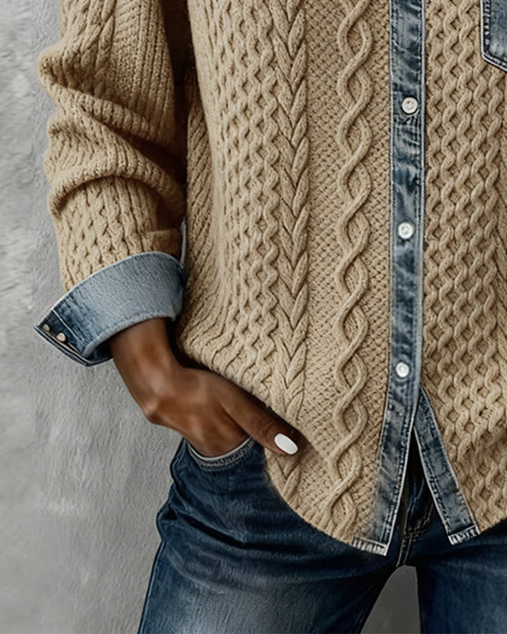 Shirt mit langen Ärmeln und Denim-Details