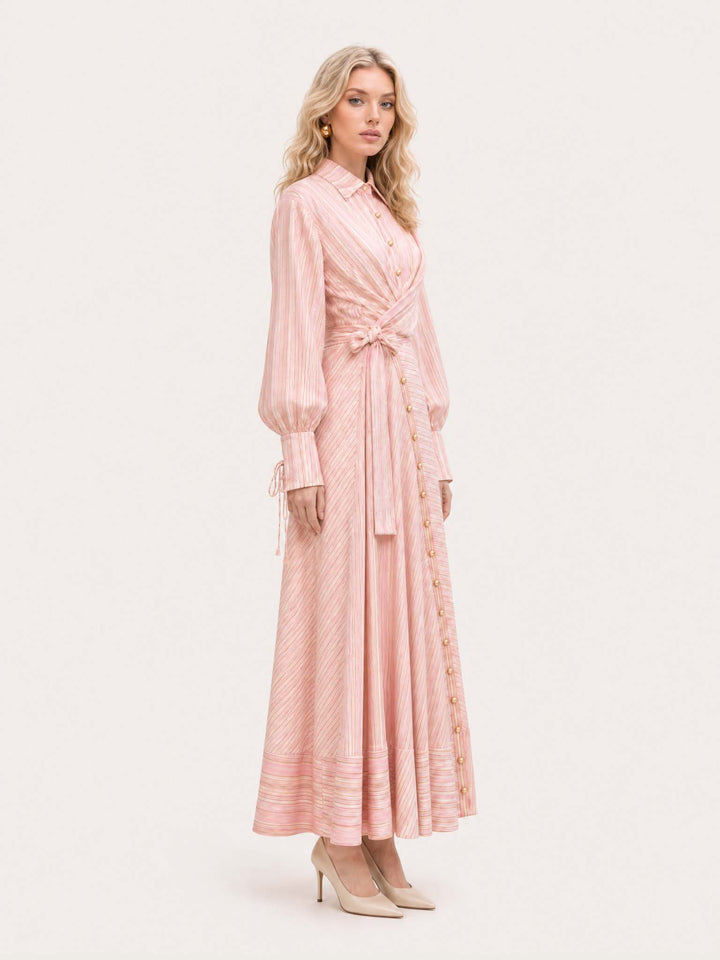 Maxikleid in Rosa mit Gürtel