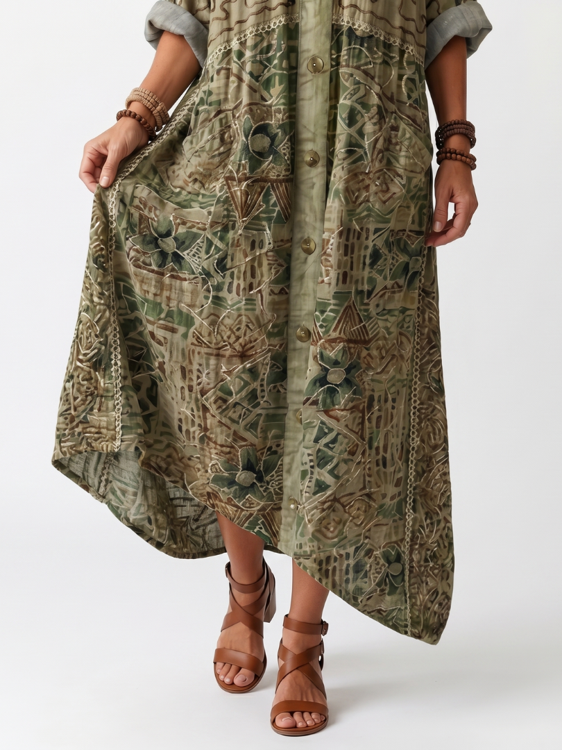 Aleta | Midi-Kleid Oversized mit Knöpfen und Taschen